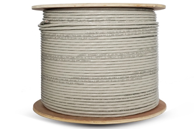 Linkbasic 305m Drum Cat6a Solid Grey UTP Cable